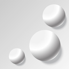 Realistic white balls isolated on white background. Vector Illustration