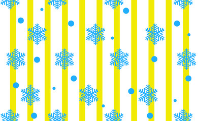 snowflakes on a white background with yellow stripes