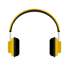 Vector yellow headphones icon on white background.Headphones logo and symbols. - obrazy, fototapety, plakaty