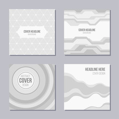 Set of four creative covers. Abstract geometric patterns.