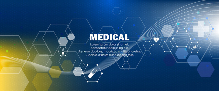 Medical infographic technology background. Abstract background medical for the hospital, page.Blue and white. Vector illustration