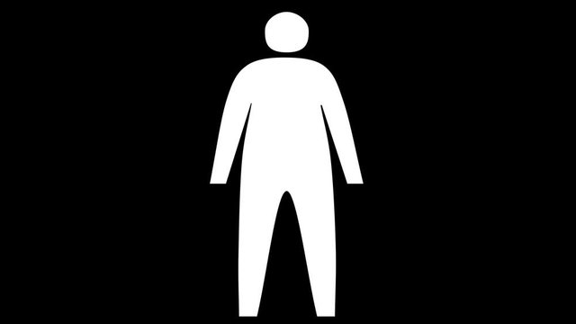 Stick man getting fat.  Male silhouette putting on weight. Three different styles.