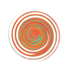 Abstract hand painted vector swirl, isolated on white, warm cosmic colors