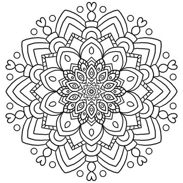 Coloring Pages. Coloring Book for kids and adults. Coloring mandala pictures of floral patterns on a white background