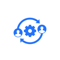 people interacting, teamwork, business interaction vector icon on white