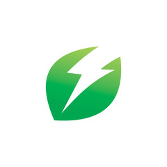nature leaf lightning logo design