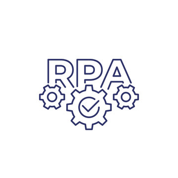 Rpa Robotic Process Automation Vector Line Icon With Gears Stock Vector Adobe Stock