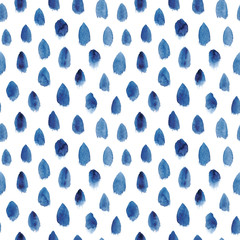 Hand-drawn watercolor seamless brush stroke pattern in shades of indigo blue.