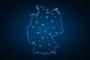 map of Germany. Wire frame 3D mesh polygonal network line, design sphere, dot and structure. Vector illustration eps 10. - Vector