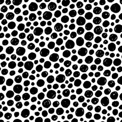 Seamless pattern. Hand-drawn polka dot. Ink doodles.