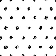 Seamless pattern. Hand-drawn polka dot. Ink doodles.