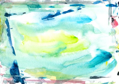Hand-painted abstract watercolor background. © dinaramay