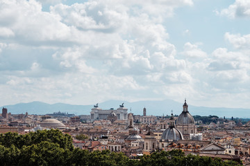 Rome, Italy - View of the Pantheon and the Altar of the Fatherland from the hill of Yanikula