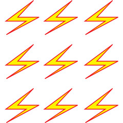 Set Lightning bolt. Thunderbolt, lightning strike, Modern flat style vector illustration.