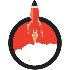 Rocket is flying on the sky,start up concept