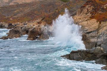 Waves Crashing on the California Coast