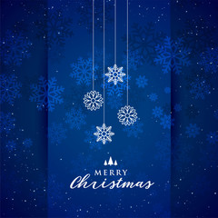 Fototapeta na wymiar blue merry christmas snowflakes festival background design
