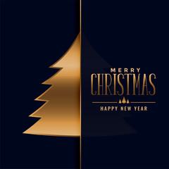merry christmas premium golden tree design background