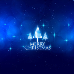 magical blue merry christmas stars background design