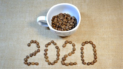 cup of coffee with beans