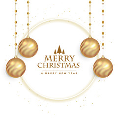 white christmas festival card with balls decoration