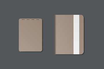 Set of realistic notebook cover template. Realistic notebook or diary mockup. Vector illustration.