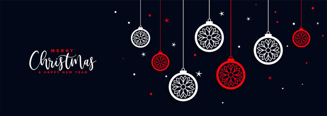 merry christmas ball decoration banner festival design