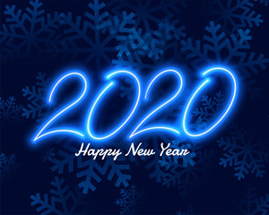 happy new year 2020 neon style background design