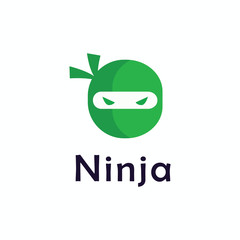 Cute ninja mascot in green color, simple and minimalist logo template.