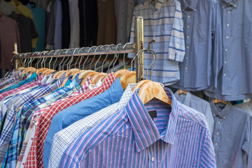 Used shirts in the secondhand shop
