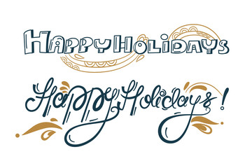 happy holidays decorative lettering background stylish design