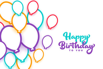 happy birthday colorful balloons white background design