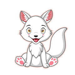 A Cartoon of  artic fox or fennec fox isolated on white background.