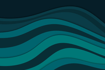 Abstract blue background with curve lines and waves. Paper cut water wallpaper.