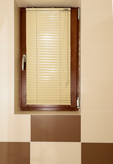 Bathroom window with micro blinds