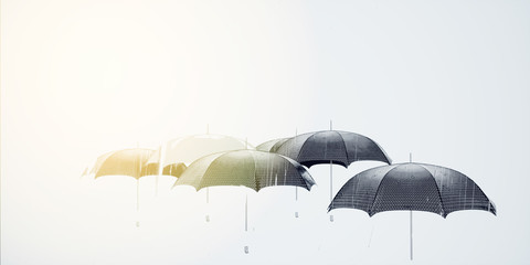 umbrellas in the rain and in the rays of the sun 3D, rain, sun , weather forecast © Vitalii