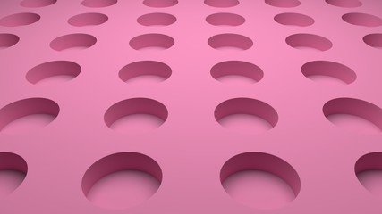 3D-rendering of pink abstract background with circle holes