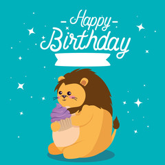 Fototapeta premium Cat cartoon design, happy birthday celebration decoration party festive and surprise theme Vector illustration