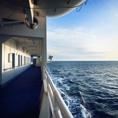 Seascape of the Baltic sea from the deck of a ferry