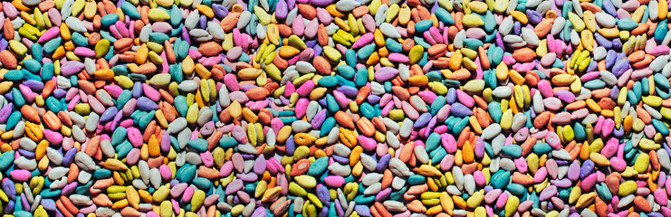 Sunflower seeds in caramel glaze. Texture. Background. Panorama.