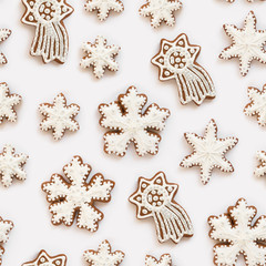 Christmas cookies in the shape of snowflakes handmade basic for your decoration