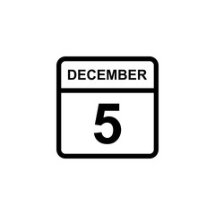 calendar - December 5 icon illustration isolated vector sign symbol