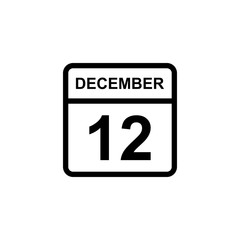 calendar - December 12 icon illustration isolated vector sign symbol