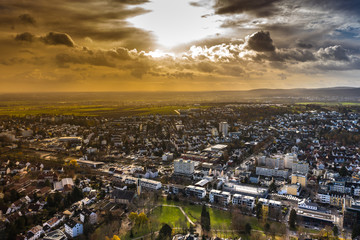 Aerial view of a factory during the working day. Frankfurt am Main Germany 28.11.2019.