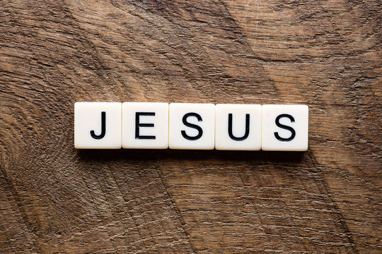 Jesus in scrabble letters on wood