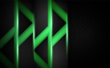 Obraz premium Abstract metallic green and black frame design innovation technology concept layout background. Vector template for use element cover, banner, wallpaper, presentation, flyer