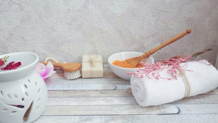 Beautiful time with spa treatments on a vintage background-Image