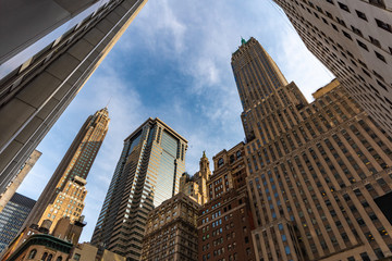 Fototapeta na wymiar Skyscraper in financial district in Manhattan