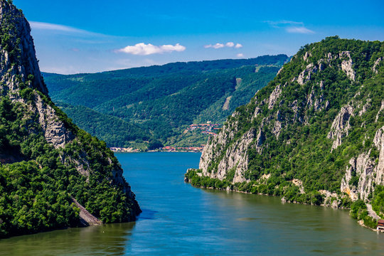 Danube river in the Iron Gates also known as Djerdap gorges in Serbia