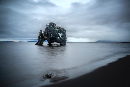 Rock Monolith Of Hvitserkur In North Western Iceland